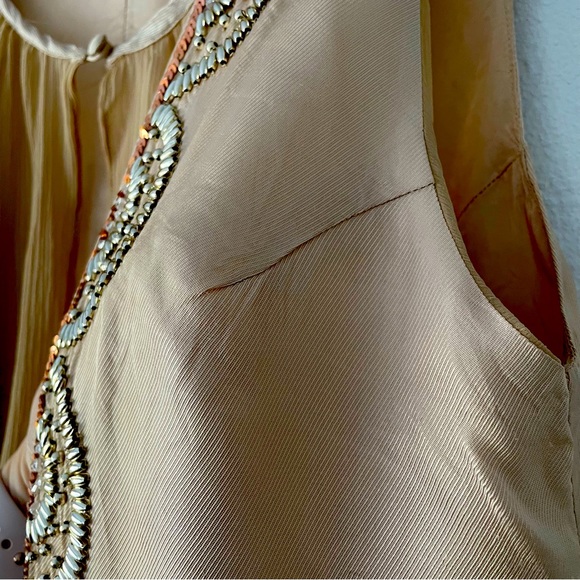Olivia & Grace, embellished, sequenced, beaded satin Open Front Ruffle Vest Sz S - Picture 9 of 11